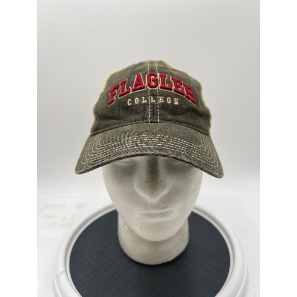 Flagler College Legacy Hat Cap Distressed Charcoal Red Embroidered Adjustable